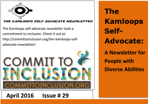 The Kamloops Self Advocates Newsletter April 2016 Edition